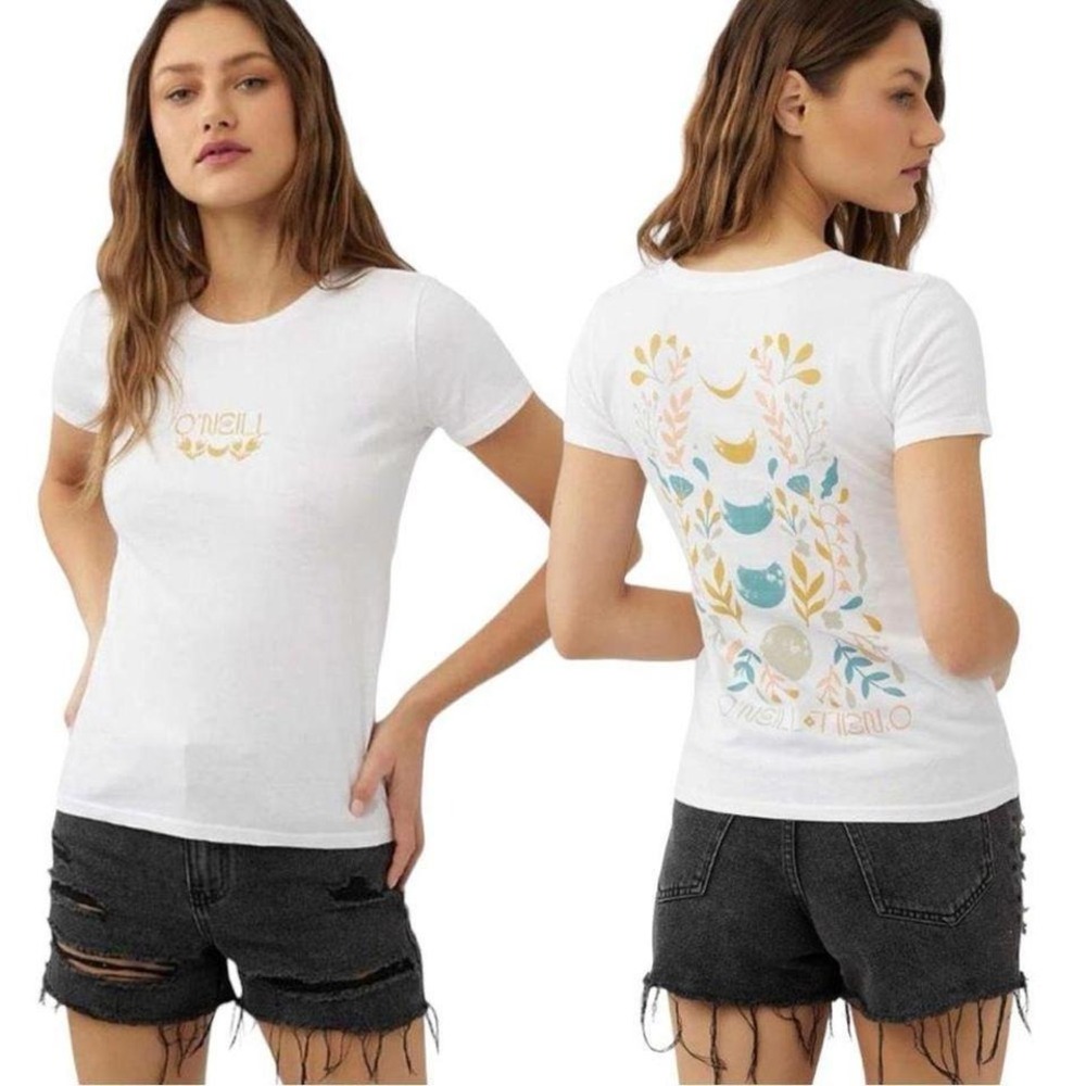 NWT O'Neill White Tee with Gold and Blue Accents